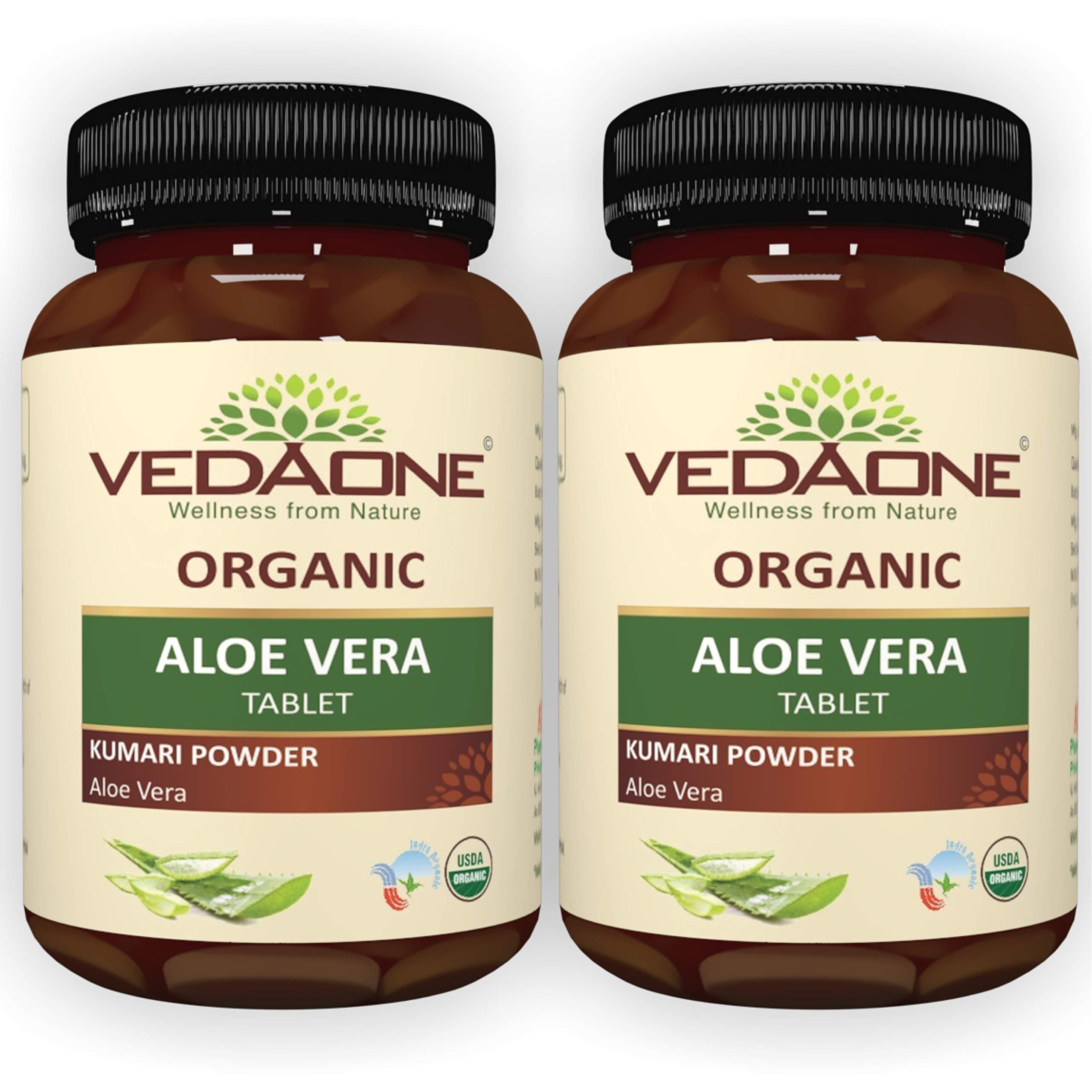 VEDAONE Vedaone Aloe Vera Tablets as Herbal Supplements - 100% Pure Organic Aloe Vera Extract 750mg 60 Tablets (Pack of 2)
