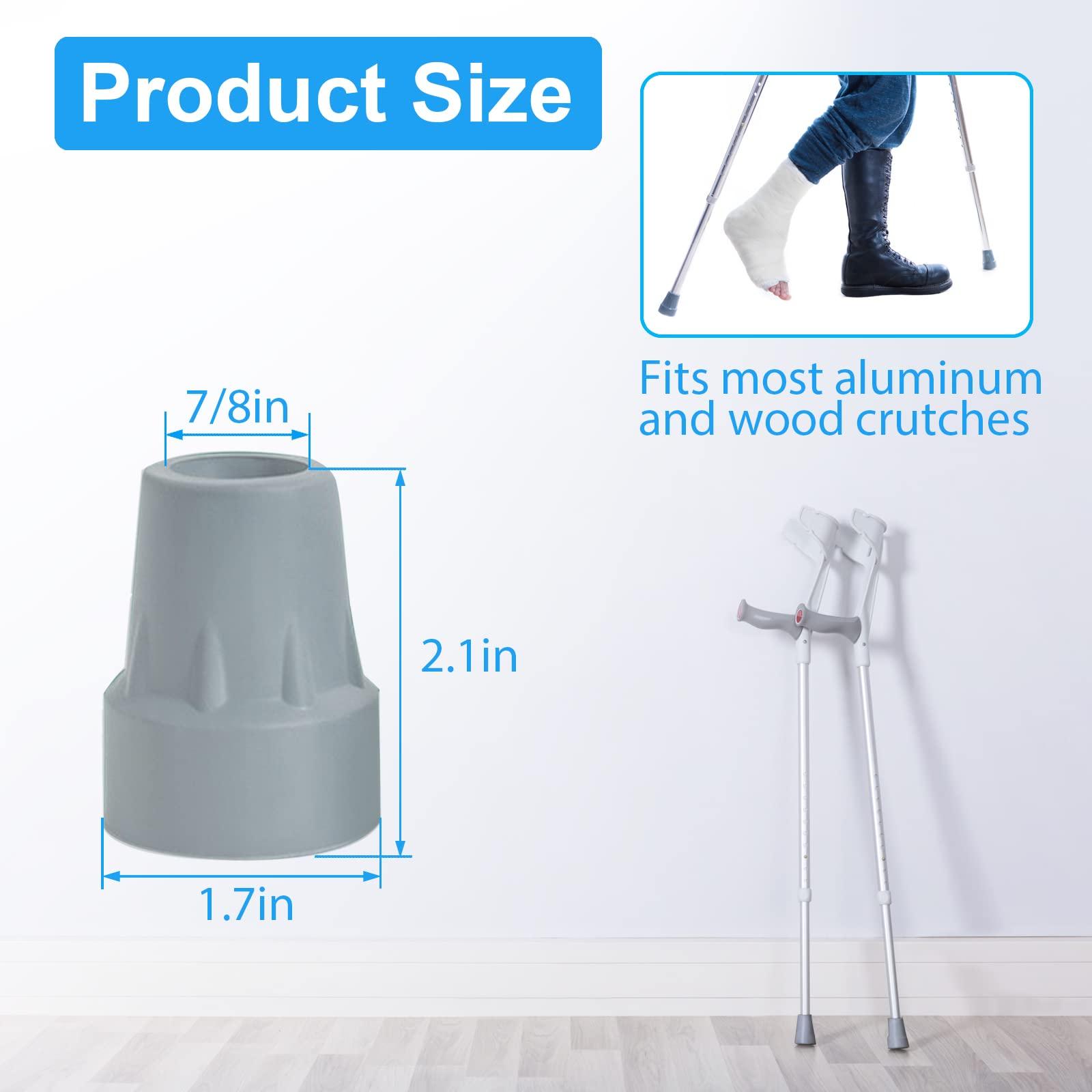 ATUOE Crutch Tips, 4 Pack 7/8 inch Heavy Duty Rubber Crutch Tips Replacement Rubber Cane Tips, Gray