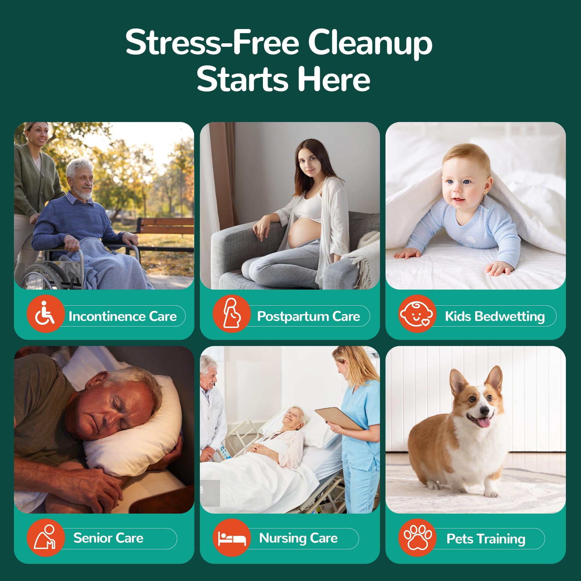 MILDPLUS MILDPLUS Bed Pads with Adhesive Strips 30\'\' X 36\'\' Disposable Underpads Extra Large Thicker Incontinence Pads for Unisex Adult, Senior, Kids and Pet (30 Count)