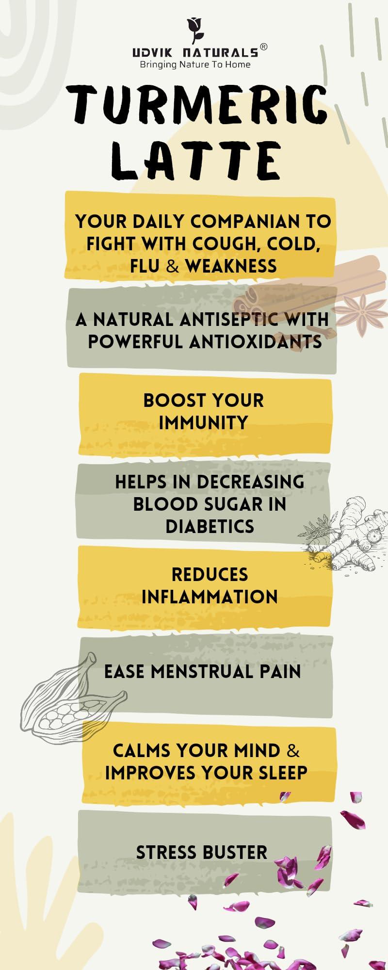 Udvik naturals UDVIK NATURALS TURMERIC LATTE | POWERFUL ANTIOXIDANT BLEND | ORGANIC SUPERFOOD | ALL NATURAL INGREDIENTS | NO ARTIFICIAL FLAVOUR | IMMUNE BOOSTER