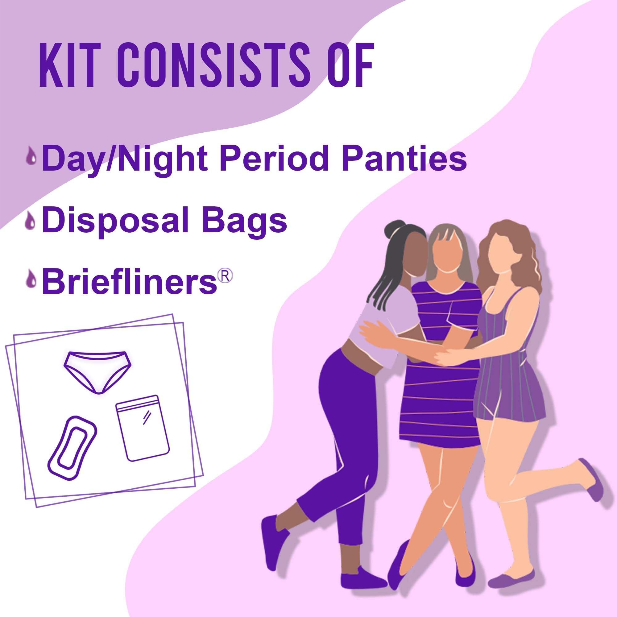 Trawee (Disposable Underwears) Trawee Period Kit for School Girls | Disposable Menstrual Panties for High Absorption & liners | Leak-Proof | No Show-Stain-Wetness | Ideal for long School-hours for Hygiene & Protection (L, 8)