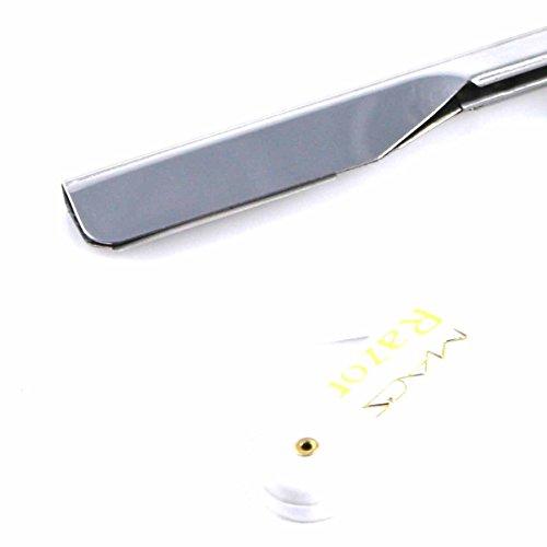 Macs Products MACS PROFESSIONAL Barber Straight Edge Razor with Hi-Chromium Derby 100 Count Blades - Made of Platinum Stainless Steel -With Easy Blades Replacement Mechanism -Macs-093B1 (White Razor W100 B)
