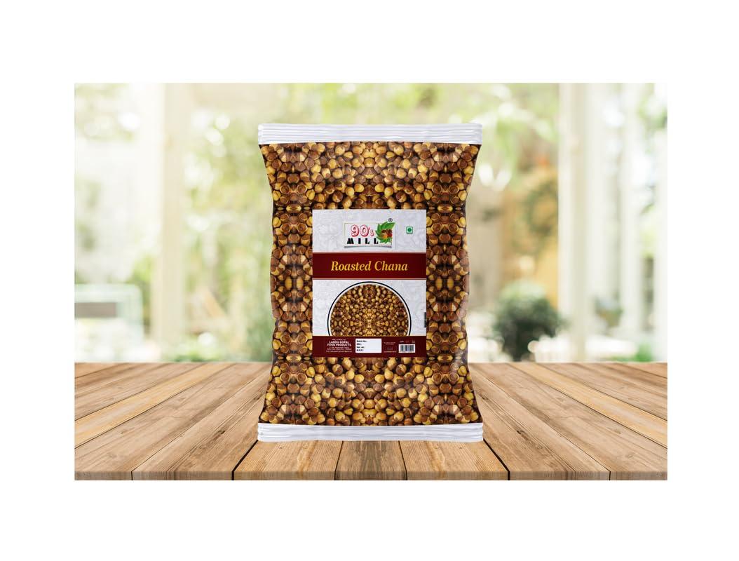 90\'s MILL 90\'s MILL Radhe Roasted Chana Bhuna Chana Desi Chana Chickpeas | Plain Yellow Brown Roasted Chana With Skin | Indian Bhungda Bhungade Chana Roasted Chickpeas Snacks Ready to eat-250 * 3Pack