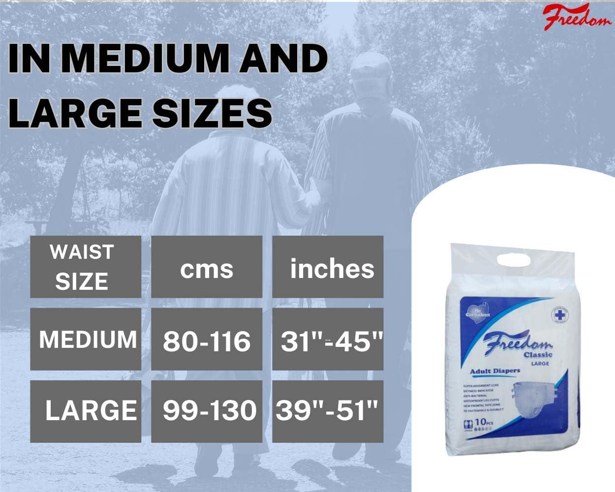 UNIGUL\'S Freedom Classic Adult Diapers - Comfortable, Reliable, and Discreet Incontinence Protection with Superior Absorbency and Odor Control (M)