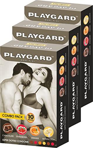 Playgard Playgard More Play - Combo Pack Super Dotted Condoms - (Pack of 3)