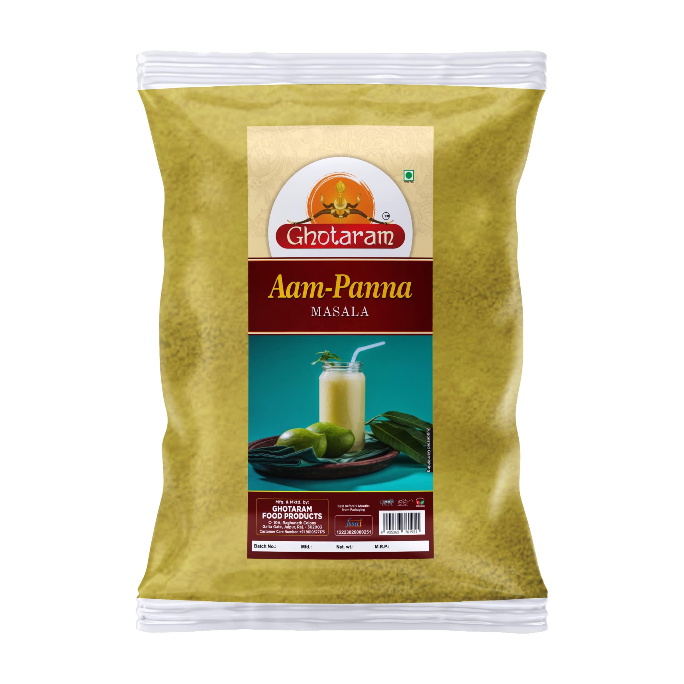 GHOTARAM Ghotaram Aam Panna Masala/Aam Jhora Masala|Indian Summer Drink|Gluten-free Unripe (Green) Mango Drink Sherbet|Tangy Green Mango/Kairi Panha/Aam Panna Masala Natural Fresh-190Gx1Pk