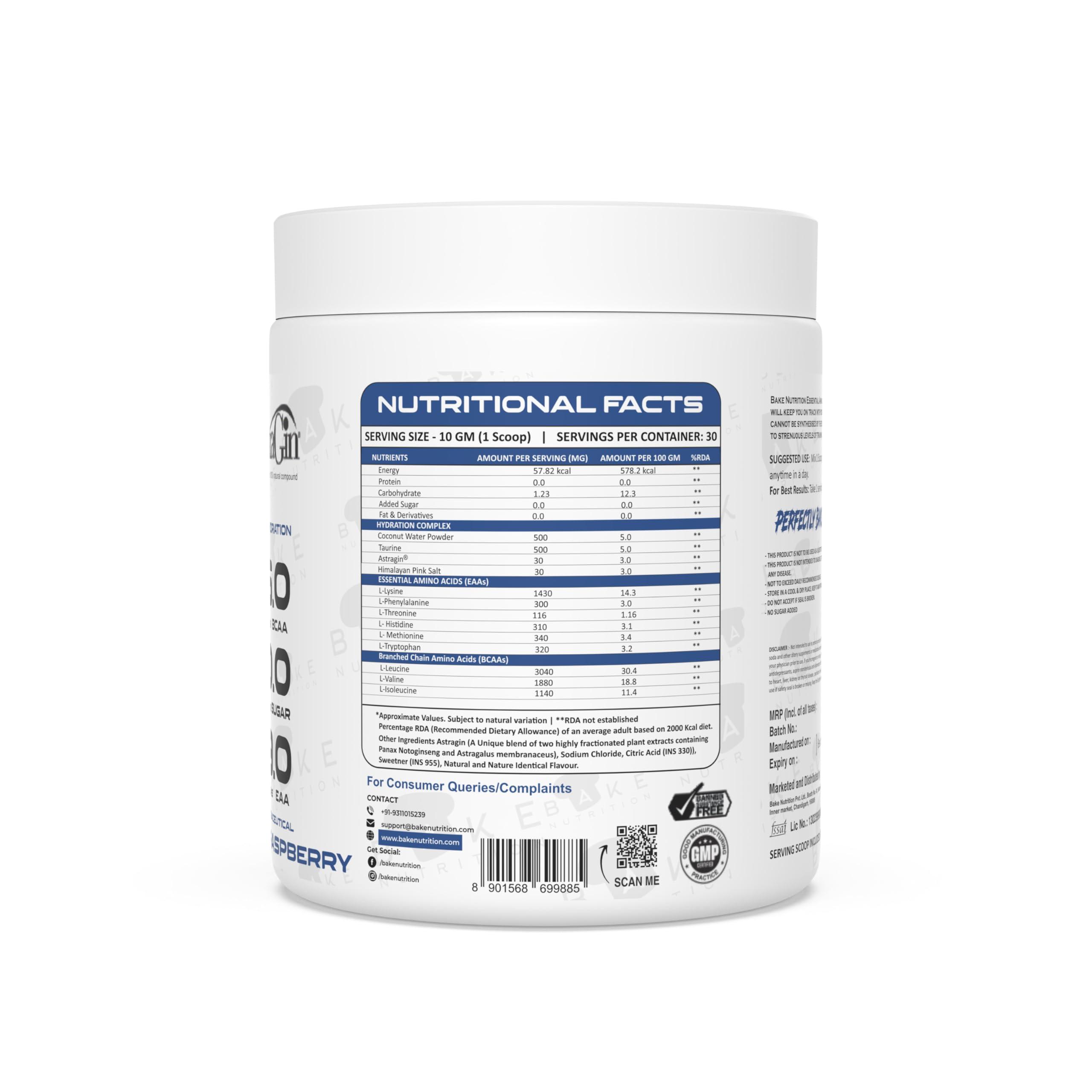 BAKE NUTRITION BAKE NUTRITION EAA Amino Intra Workout with Astragin , BCAA, Essential Amino Acids, Powder Muscle Recovery Drink (Hydration complex or coconut water powder & Himalayan Pink Salt) - Blue Raspberry Flavour |Intra Workout | 30 Servings