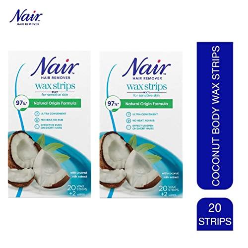 PITTIE Nair Coconut Full Body Wax Strips Hair Remover, 20 Strips each, Pack of 2