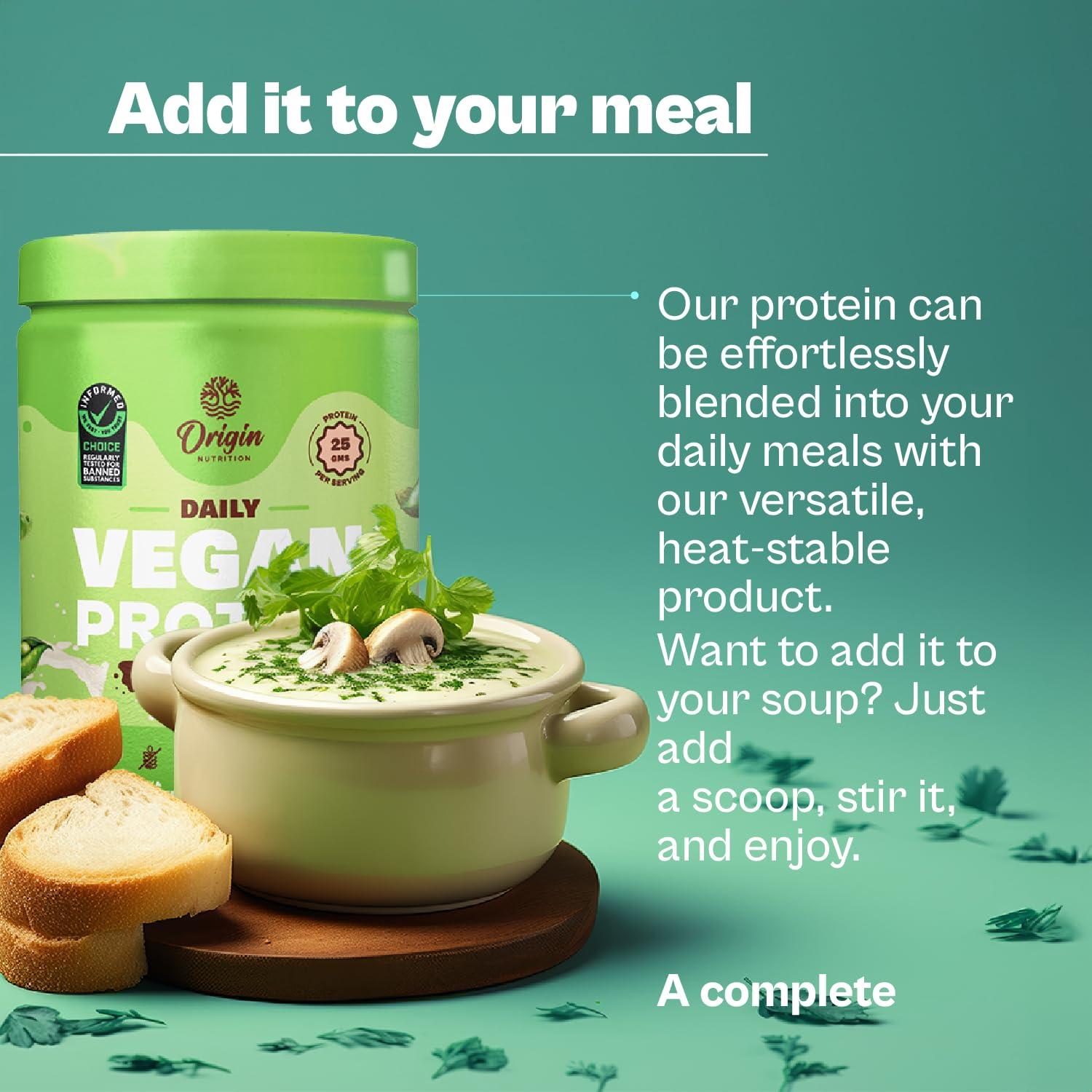 ORIGIN NUTRITION Origin Nutrition 100% Natural Vegan Protein Powder, Unflavoured with 25g Plant Based Protein, Gluten Free, Dairy Free, No Added Sugar, Soy Free, Non - GMO, Jain, 8 Servings, 260g