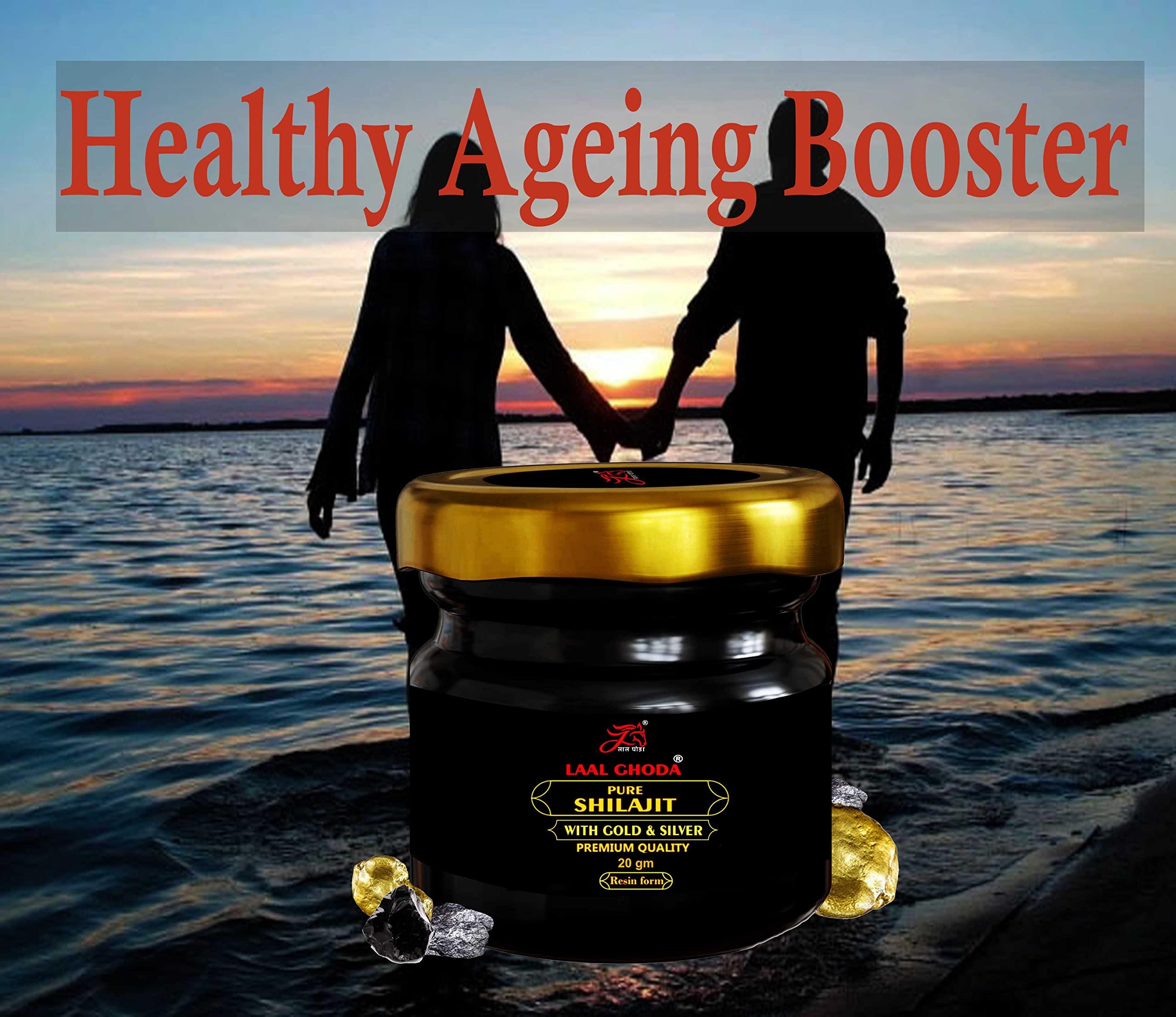 LAAL GHODA LAAL GHODA Pure Shilajit Resin with GOLD&SILVER Pure Himalayan Shilajit, Shilajeet Resin Form, Original Shilajeet, Ayurvedic Raw Shilajit Liquid, 100% Pure Shilajit, Sudh Shilajit, shilajit liquid–20G