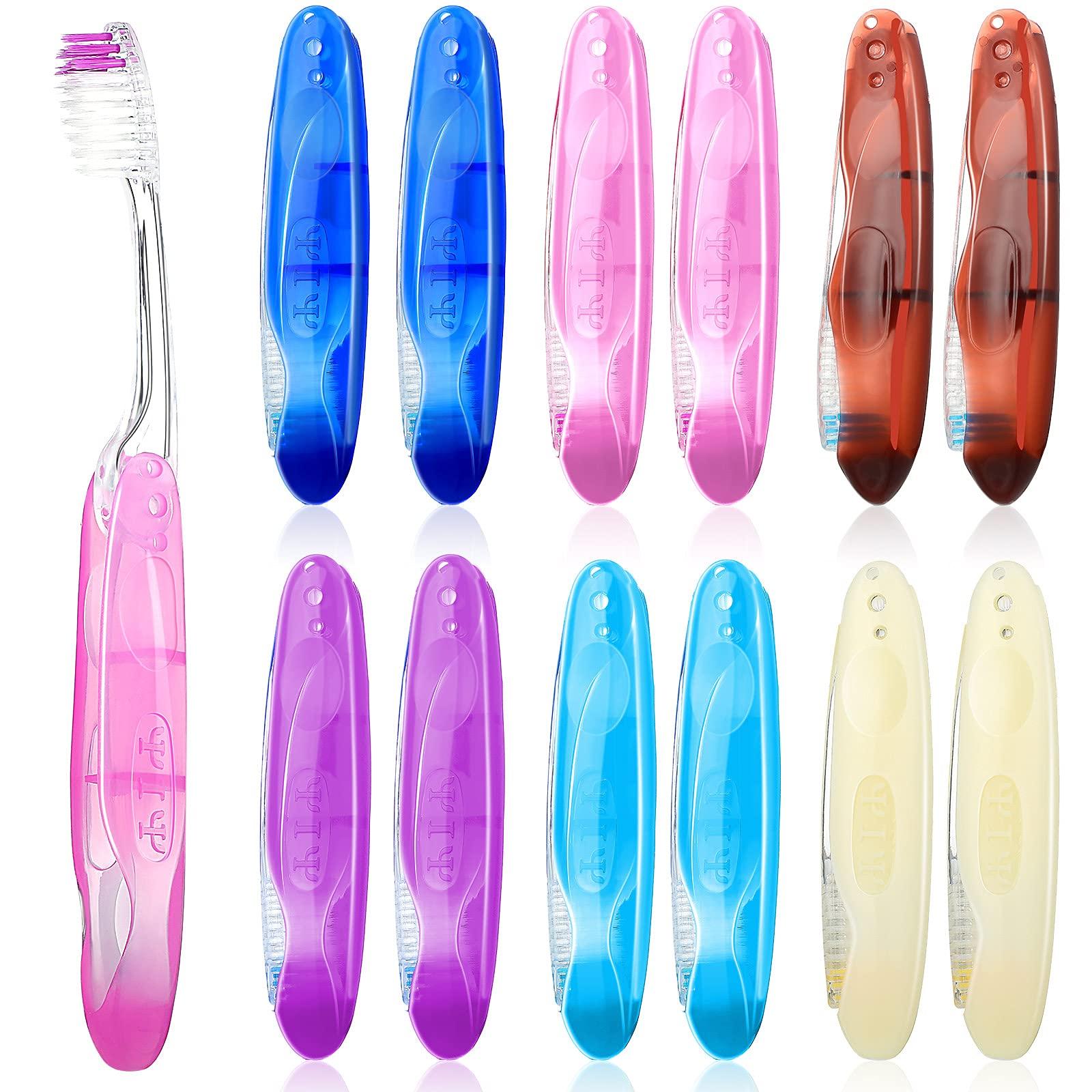 Patelai 12 Pieces Travel Toothbrush Travel Toothbrush Toothbrush Potable Travel Size Soft Toothbrush for Travel, Camping, School, Home, Business Trip