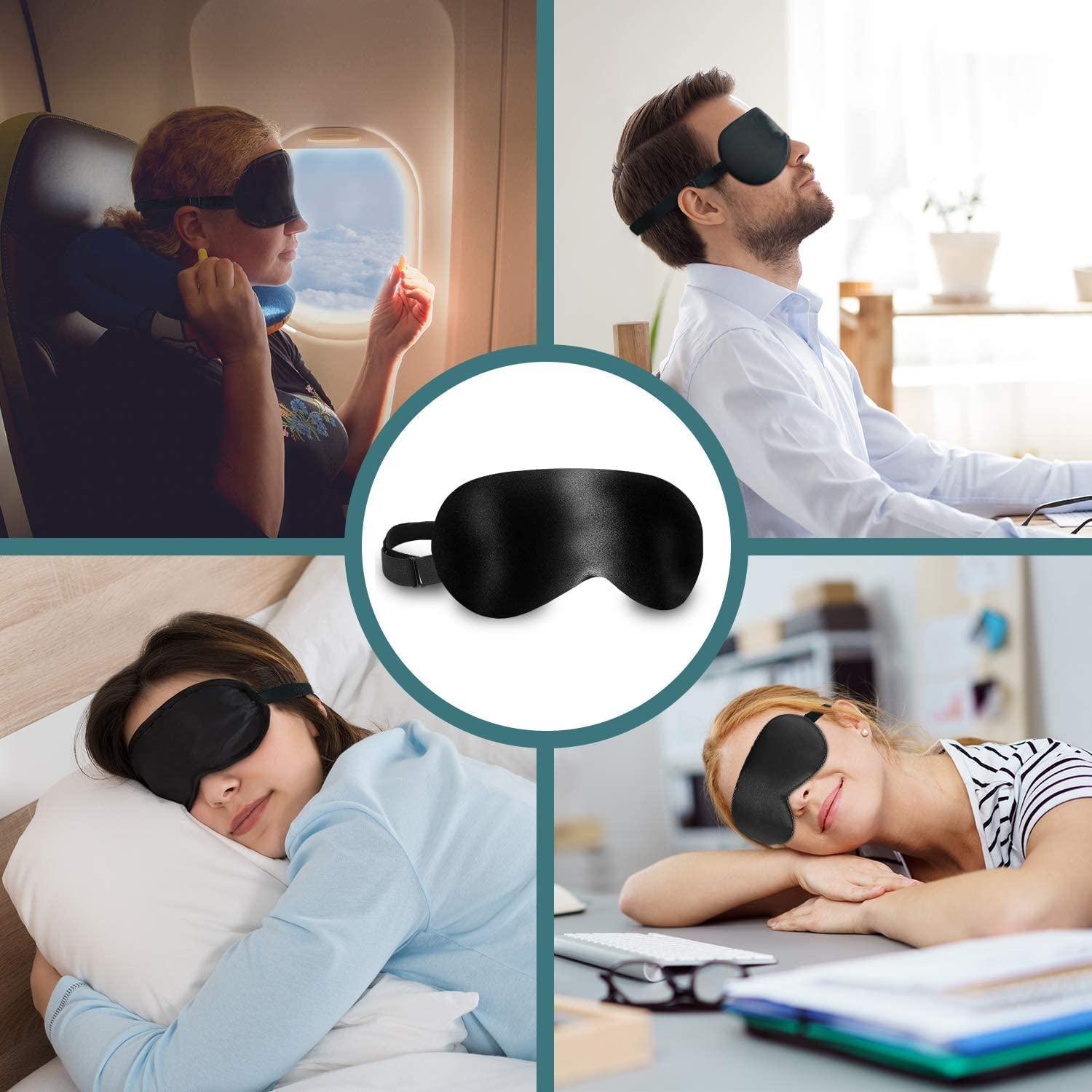 Winkelen Winkelen Plastic Cooling Gel Relaxing Eye Sleep Mask For Dark Circles, Dry Eyes, Cooling Eyes, Pain Relief, Redness,Eye Patches, Sleeping Cool Pad Suitable for All Family Members Sleeping Mask (Black)