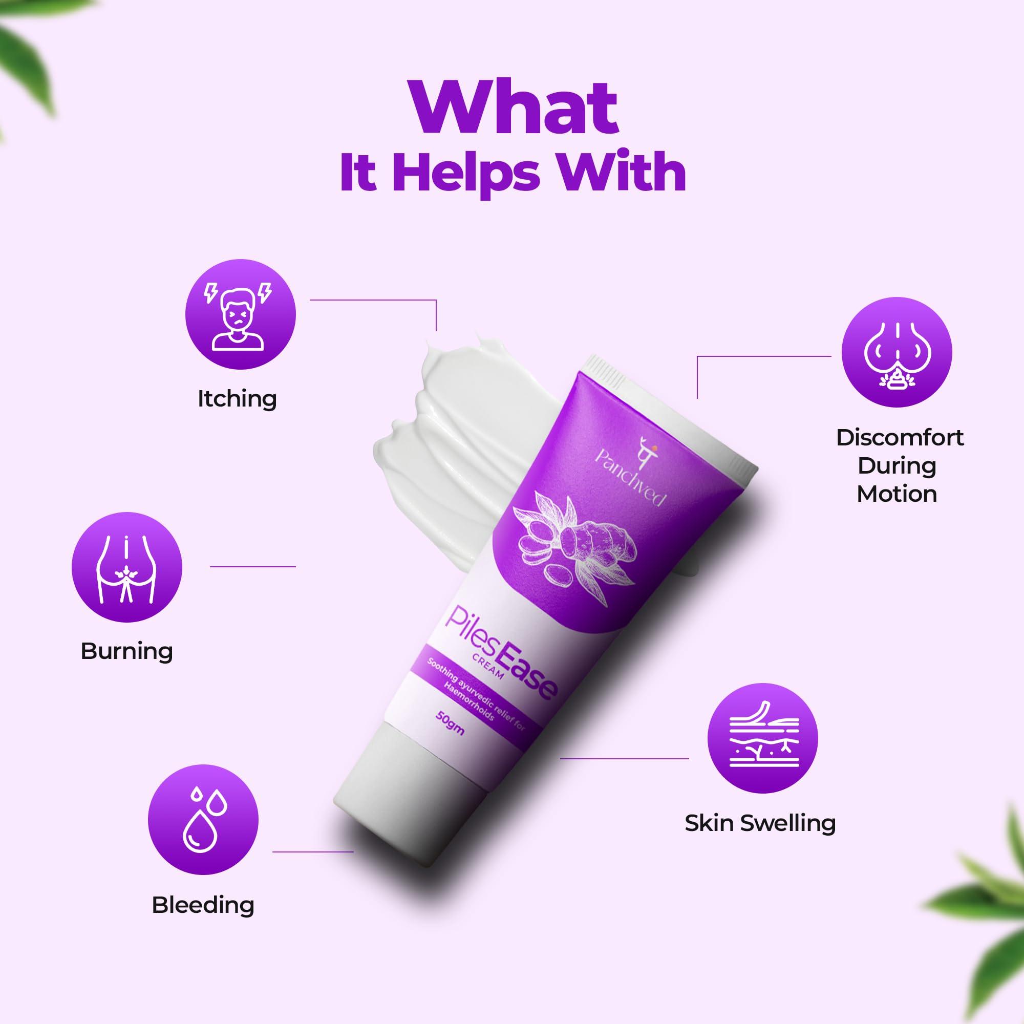 Panchved Panchved PilesEase Cream, Piles Treatment, Ayurvedic Cream For Piles Pain Relief Healing and Many More, Paraben And Cruelty Free 30g
