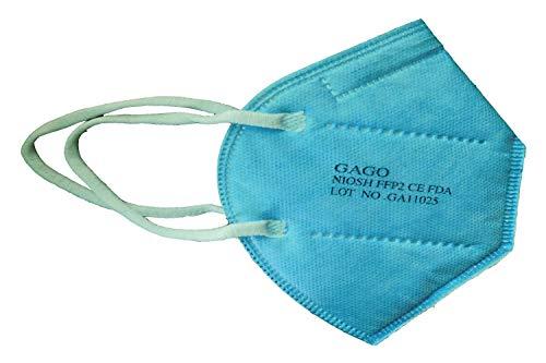 GAGO GAGO Protect 5Ply Face Mask | Protection Surgical Disposable | 5 ply SITRA Certified | Certified | Safe | Pack of 50 | Concealed Nose Clip (Blue)