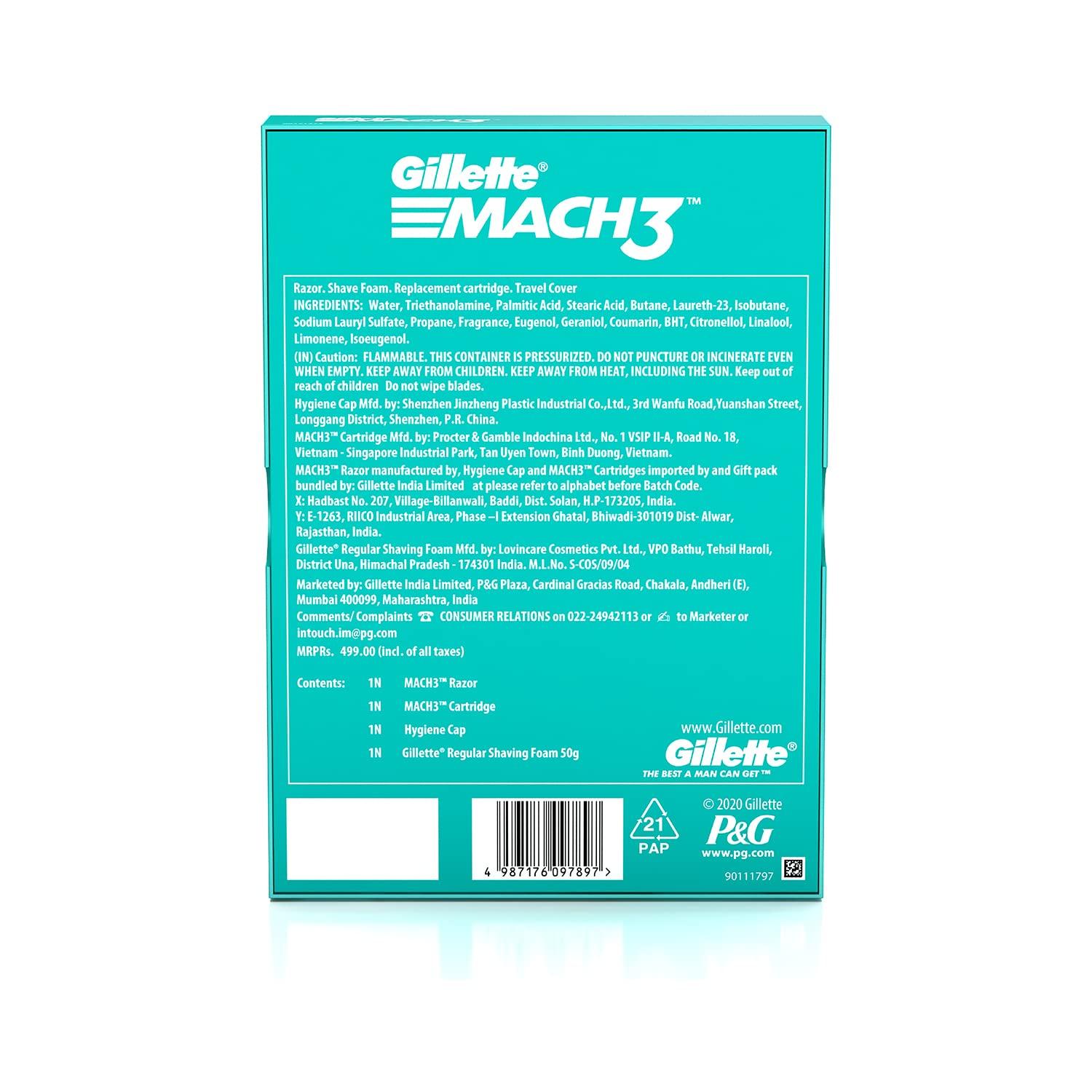 Gillette Gillette MACH3 Limited Edition Travel Pack & Gillette Mach3 Turbo Mens Razor with Flexball Technology