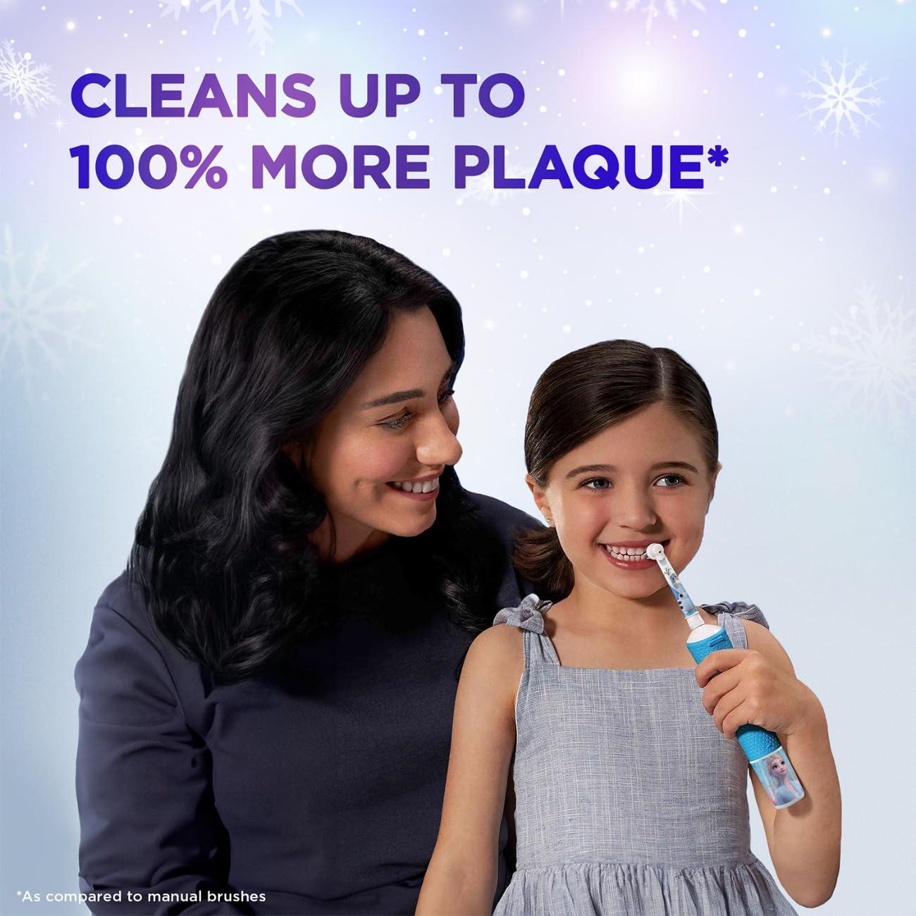 Oral-B Oral B ORIGINAL Kids Rechargeable Electric Toothbrush Soft Replacement Brush Heads [10X POWERFUL THAN COMPATIBLE PRODUCTS], Frozen Characters, 2 Refills, Deep clean between teeth