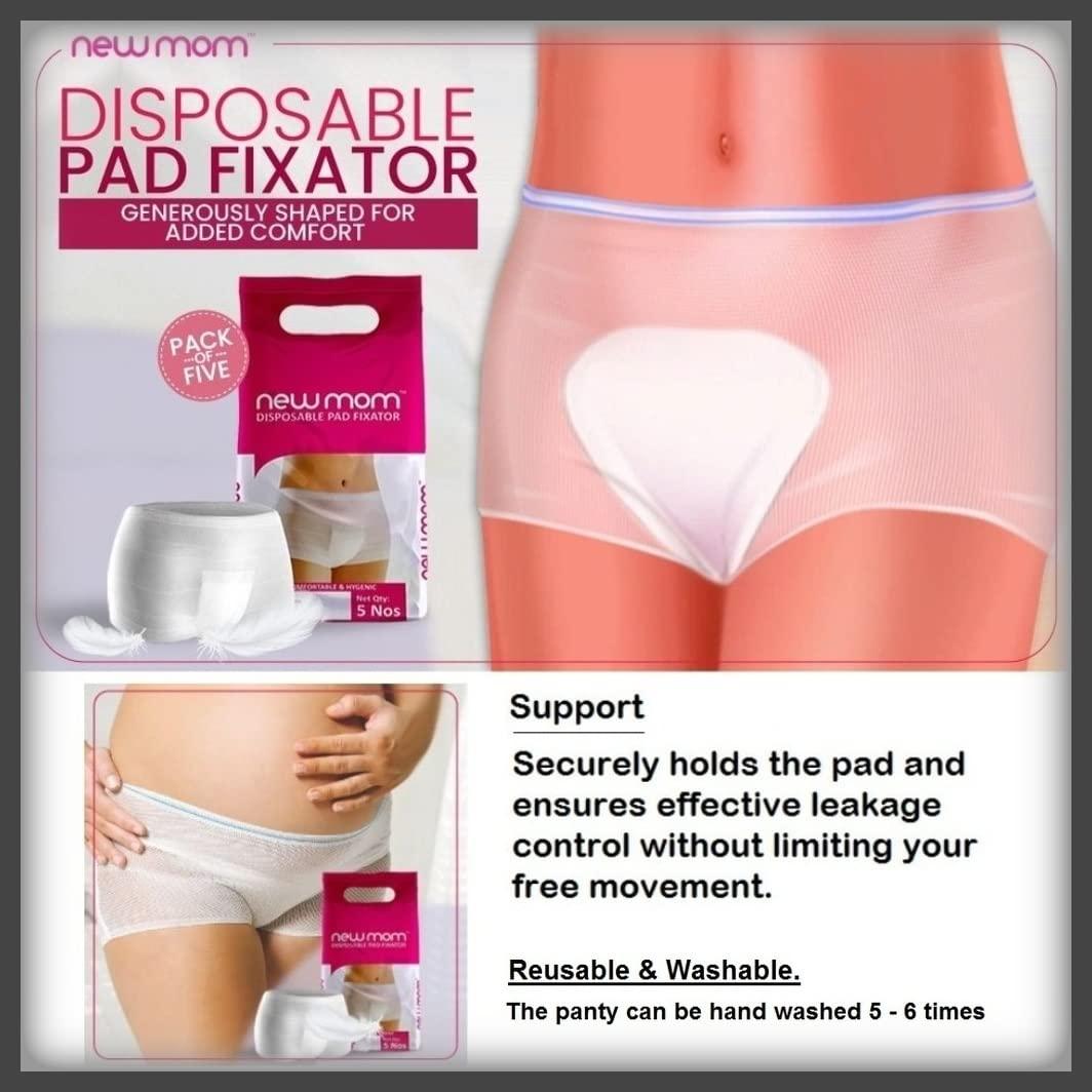 TUNSECHY TUNSECHY (Set of 20) New Mom Disposable Maternity Sanitary Pads for Women. 15 Medi pads for Medium Flow (450ml) + 5 XL size New Mom Panty Pad Fixator (washable and reusable) New Post Pregnancy Kit