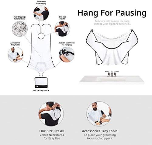 JAMB JAMB Apron Cape Beard Trimming Bib for Men Shaving & Hair Catcher Non-Stick Hair Catcher Grooming Cloth Waterproof with 2 Suction Cups for Mirror