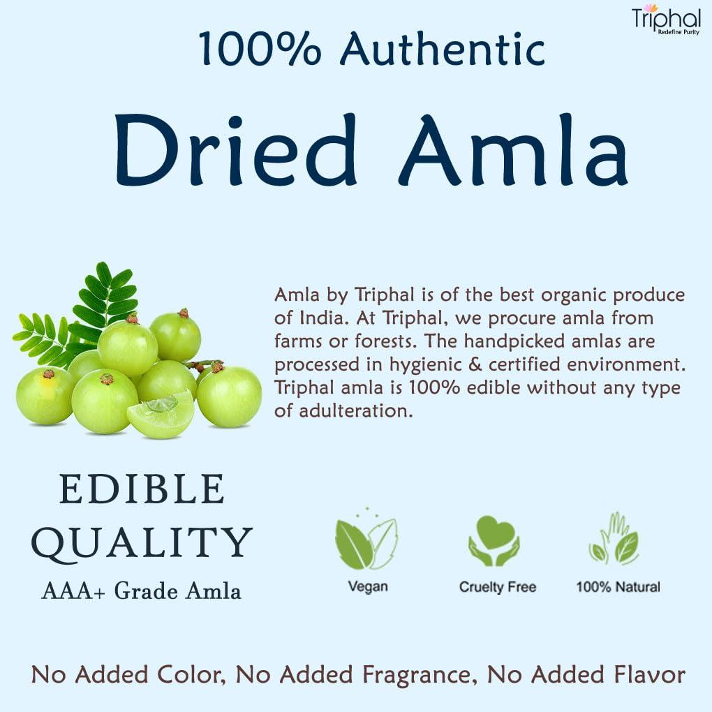Triphal TRIPHAL Dry Amla | Avla Whole (Sabut) 4 Cut Pieces | 100% Natural | Edible Grade (800g)