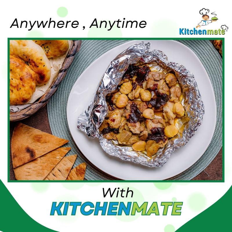 Kitchenmate Kitchenmate 9 m Aluminium Foil for Food Packing, Wrapping, Baking, Storing and Serving, Keeps Food Safe & Flavourful, Microwace Safe Foil Paper for Food Wrap Non Toxic-(Pack of 3)