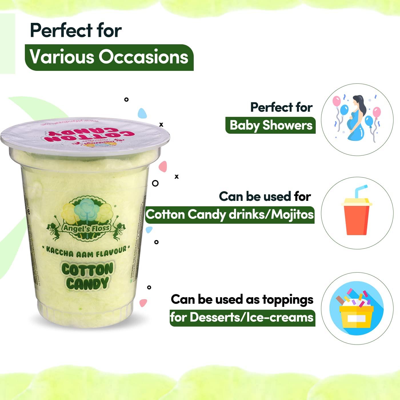 Angels Floss Angels Floss Cotton Candy's / Candy Floss / Buddhi Ke Baal - Kaccha Aam Flavour (12 GMS Each, Pack of 12 Units)