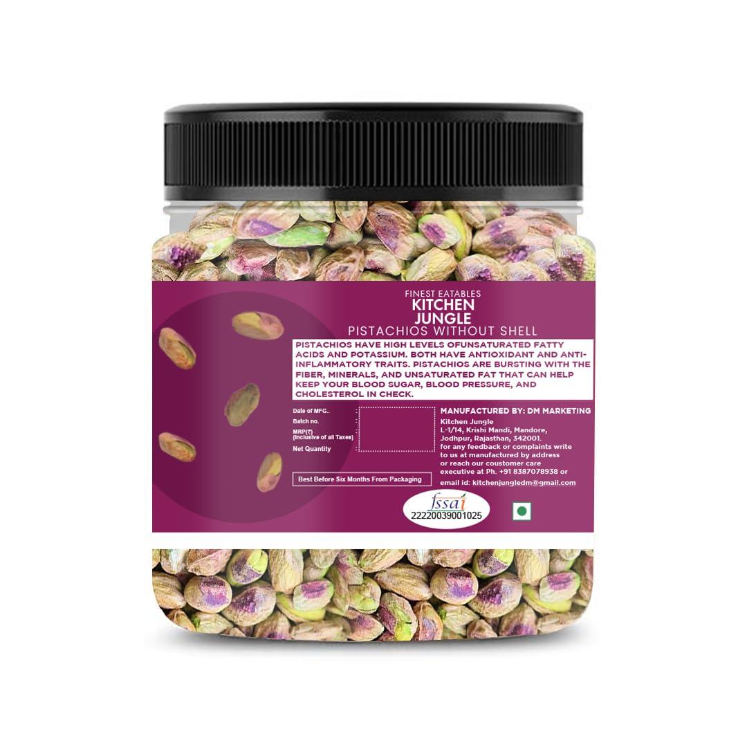 Kitchen Jungle Kitchen Jungle Pistachio Kernals Without Shell | Mota Pista | Bada Pista, Whole (250Gm Jar Pack Of 2)