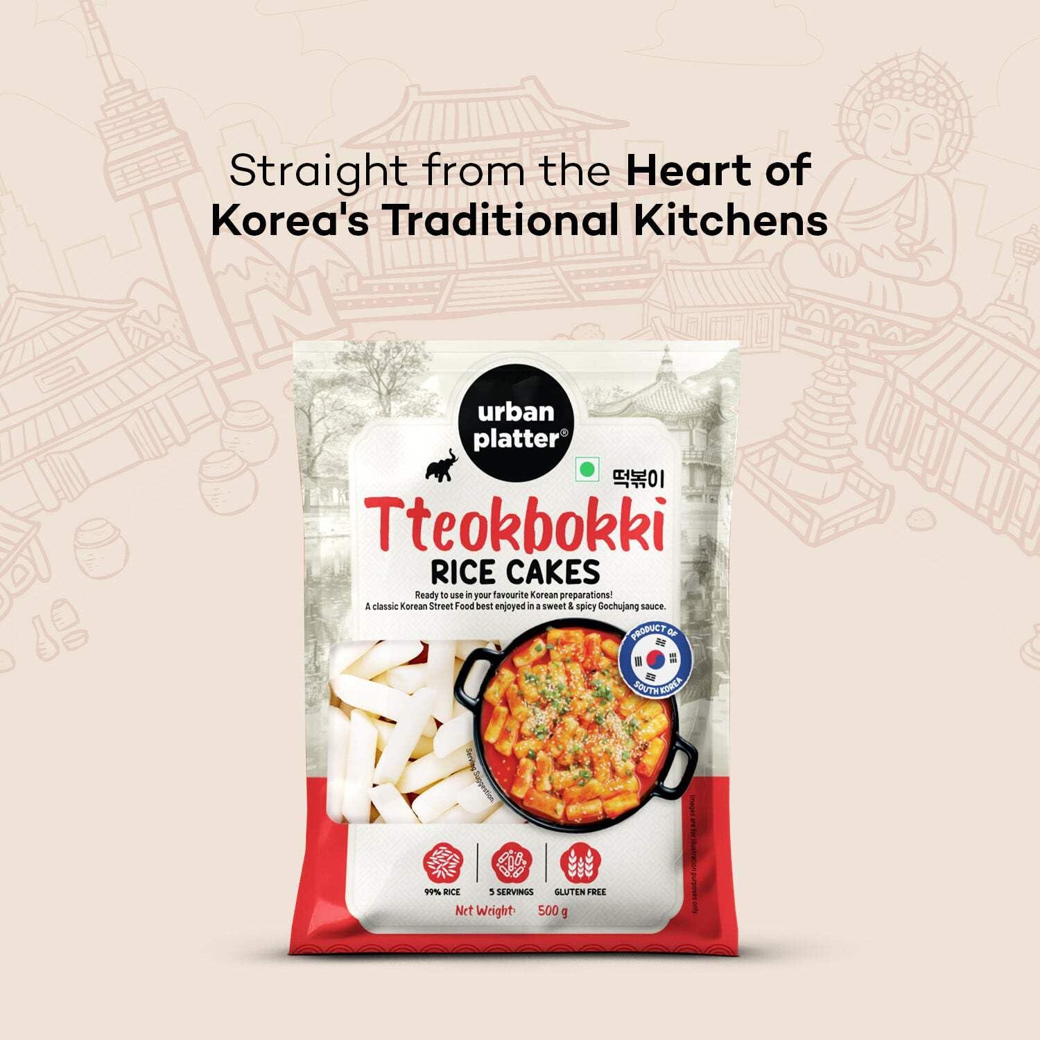 urban platter Urban Platter Classic Korean Tteokbokki Rice Cakes, 500g [Garaetteok, Korean Rice Sticks, Soft and Chewy]