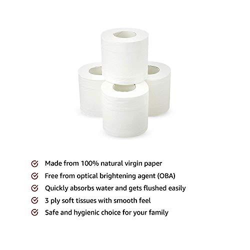 Amazon Brand - Solimo Solimo 2 Ply Kitchen Tissue Paper Roll 4 Rolls (60 Pulls Per Roll) & Solimo 3 Ply Toilet Paper Tissue Roll 4 Rolls (300 Pulls Per Roll)
