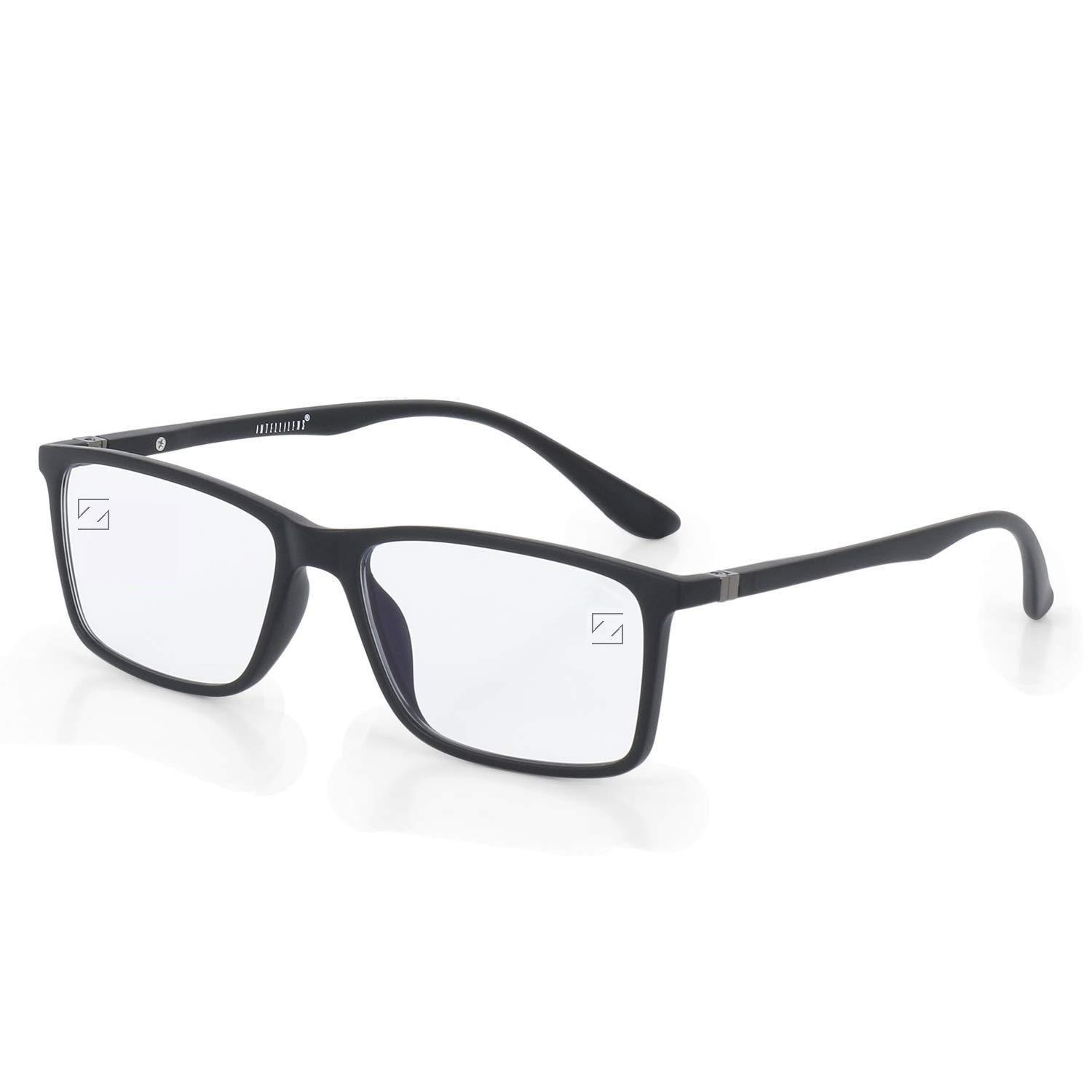 Intellilens Intellilens Zeiss Zero Power Blue Cut Computer Glasses | Anti Glare, Lightweight & Blocks Harmful Rays | UV Protection Specs | For Men & Women | Black | Square | Medium