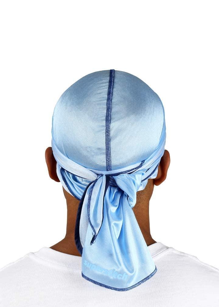 Superstitch Superstitch Superag Premium Durag Baby Boo Light Blue with Dark Blue Edges
