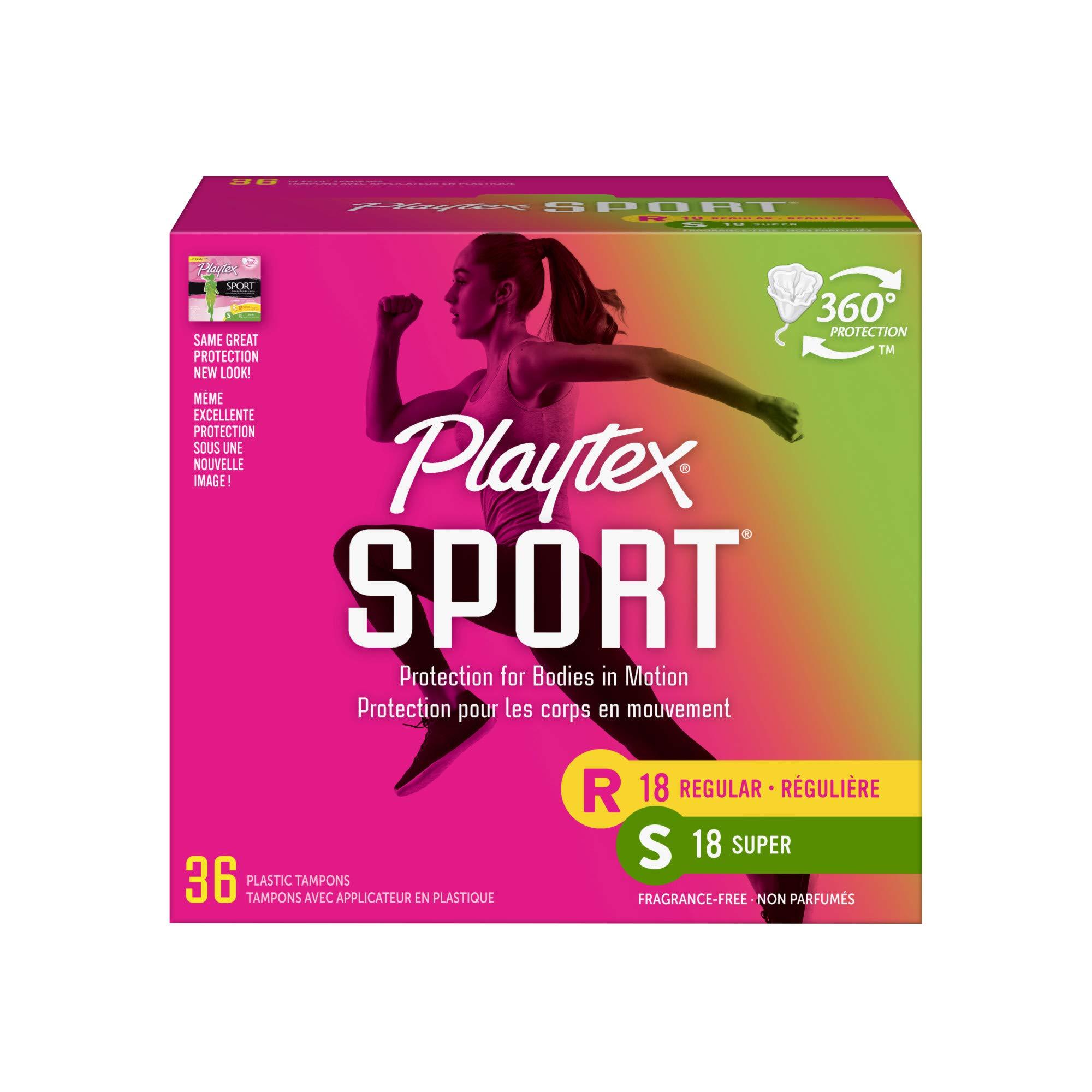 Playtex Playtex Sport Tampons with Flex-Fit Technology, Regular and Super Multi-Pack, Unscented - 36 Count