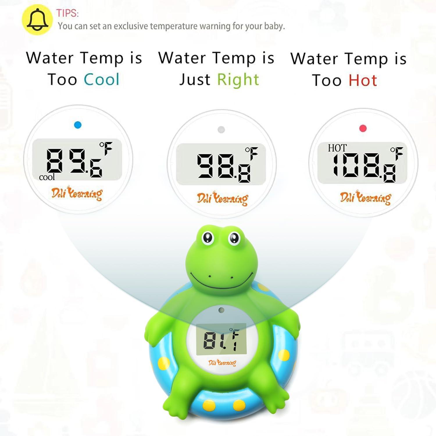 DY Doli Yearning Baby Bath Thermometer with Room Temperature| Fahrenheit and Celsius|Frog Lovely Shape|Kids\' Bathroom Safety Products| Bath Toys