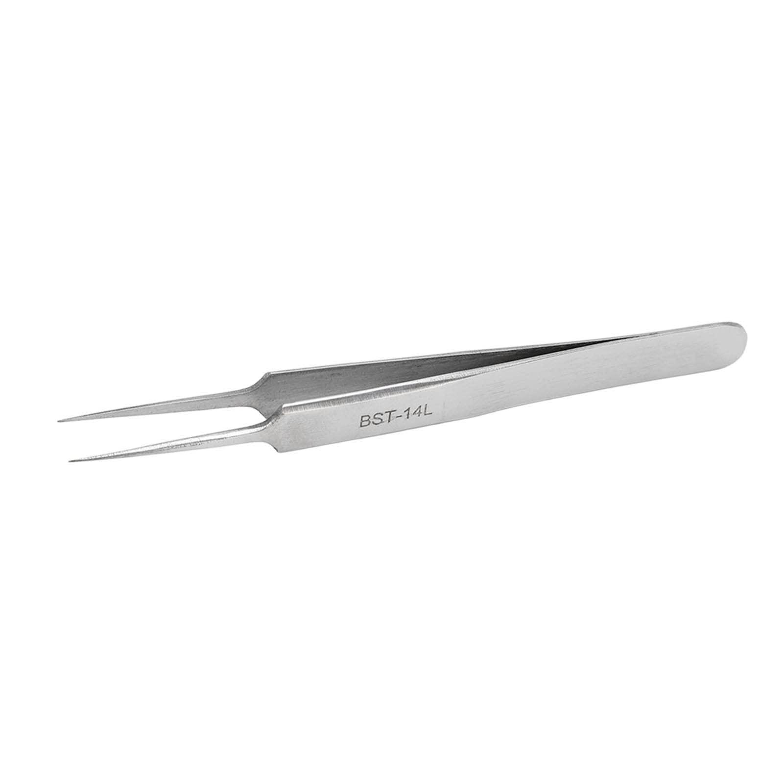 CH2-27APR23-BHN6RDMV Generic Industrial Tweezer, Stainless Steel Comfortable Touch Impact Resistant Fine Point Tweezer Anti Acid Rust Resistance High Hardness for Microelectronics (14L) |