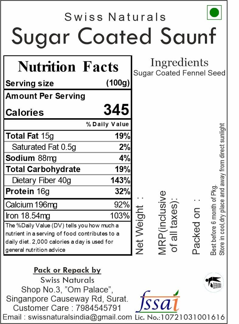 Swiss Naturals Swiss Naturals Sugar Coated Fennel Seeds | Sugar Coated Saunf | Colourful Fennel Candy | Tini Mini Mukhwas 900g