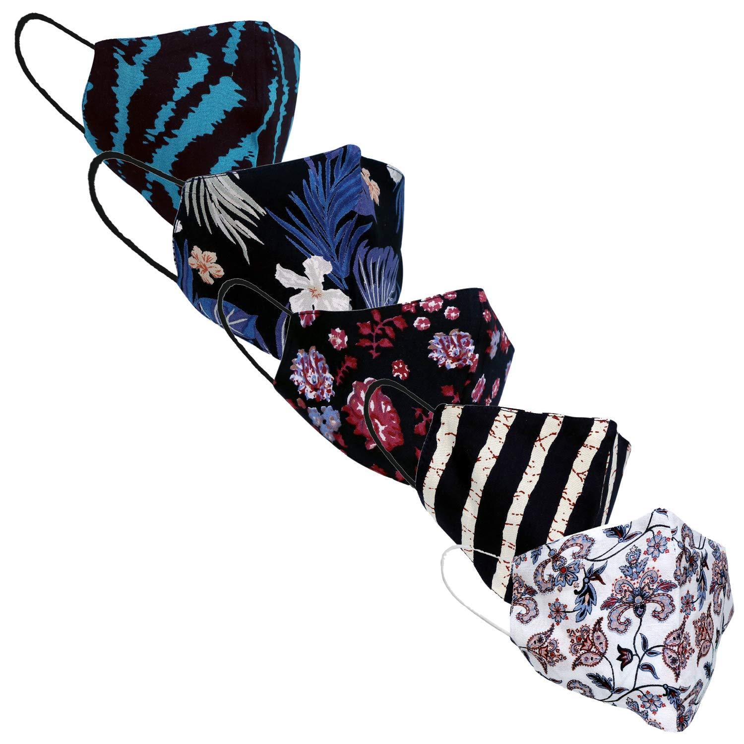 9 Impression 9 Impression Viscose Unisex Face Mask, Multi-colored - Pack of 5