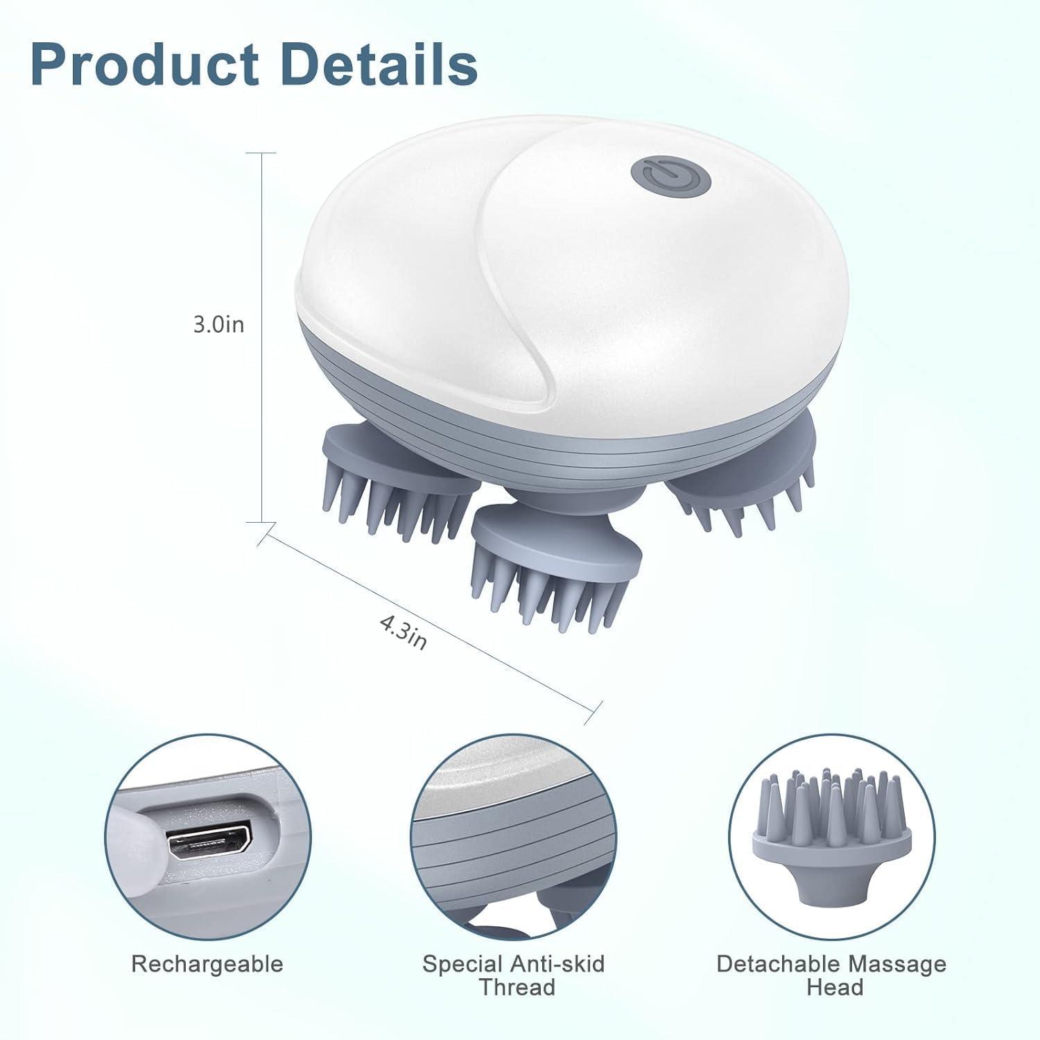Generic Electric Scalp Massager, Head Massager Scalp with 4 Removable Massage Claws, Rechargeable Waterproof Massage Scalp for Full-Body Massage, Deep Clean and Stress Relax (Multi color)