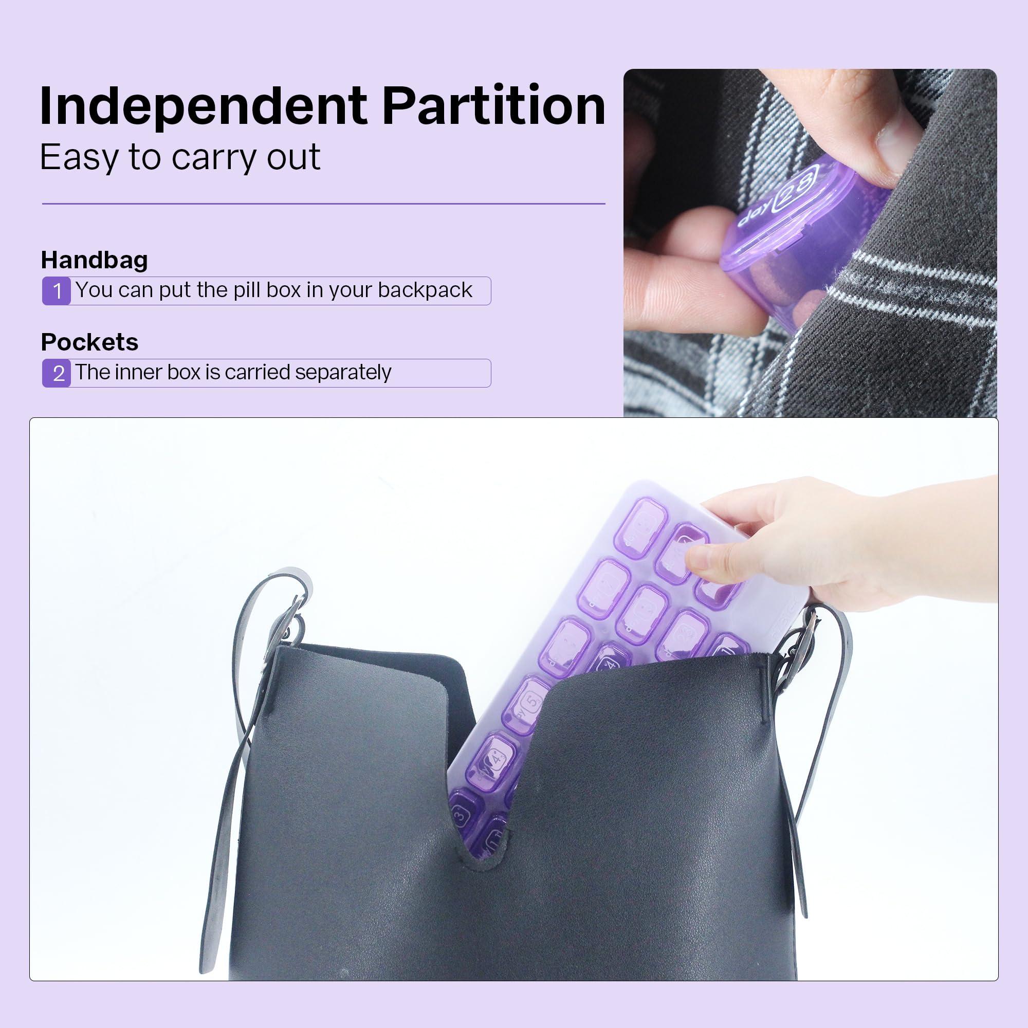 UHZBTEC UHZBTEC Monthly 31 compartments Pill Organizer Day Pill Organizer for Medicine Vitamin Holder Container (Purple)