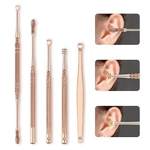 Anjetan Anjetan Ear Tweezer Kit Stainless Steel Light up Ear Cleaner Tool Ear Cleaning Tweezers Kit with Case Ear Pick with Light Ear Spoons Ear Cleaner with