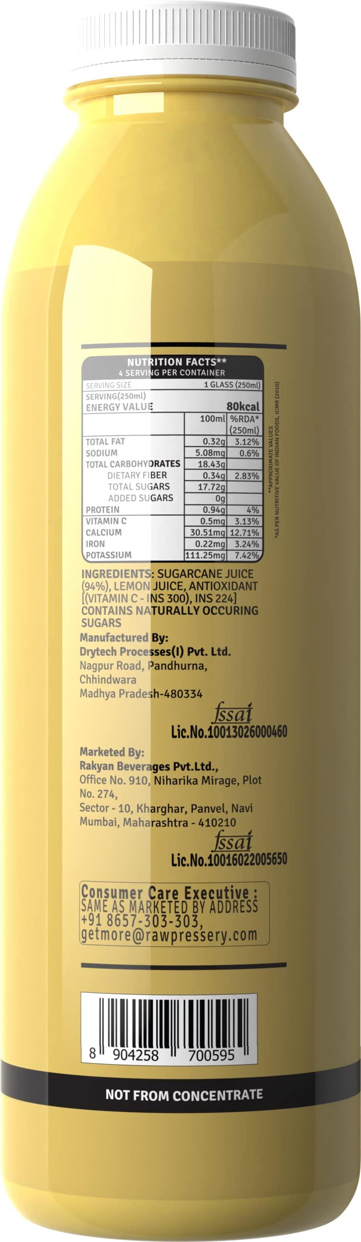 Raw Pressery Raw Pressery Sugarcane Juice, 1000 ml (Pack of 4)