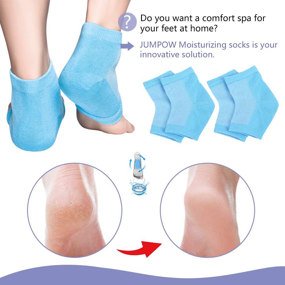 JUMPOW Moisturizing Socks, Moisturizing/Gel Heel Socks for Dry Cracked Heels, Open Toe Socks, Ventilate Gel Spa Socks to Heal and Treat Dry, Gel Lining Infused with Vitamins