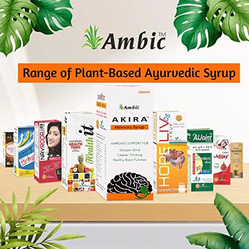 Ambic Ambic Akira Memory Wellness Syrup for Brain Health and Better Concentration I Brain Support Supplement for Memory Booster & Focus I Ayurvedic Brain Tonic - 300ML