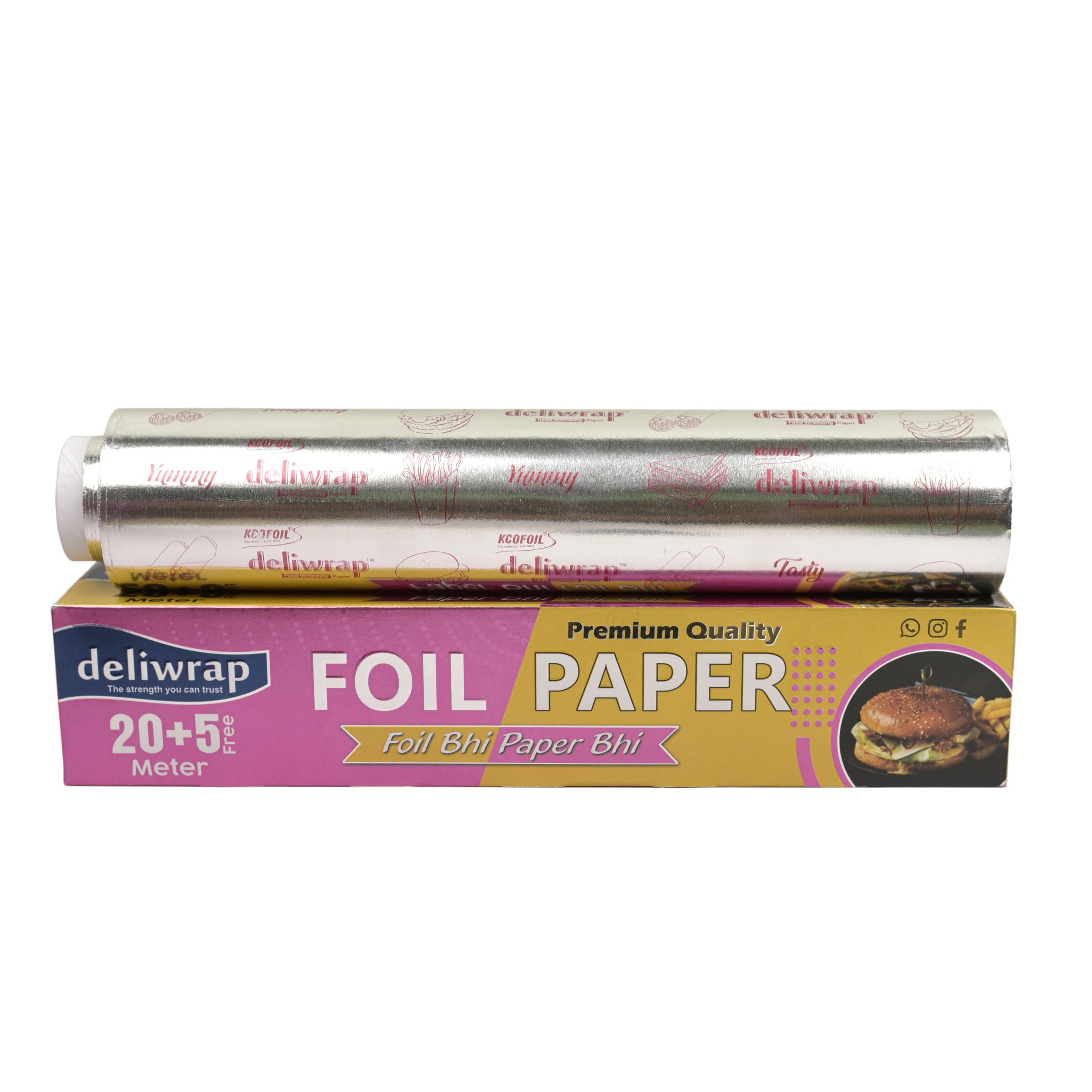 KCOFOIL KCOFOIL 25 Meters Food Wrapping Paper| ISI Certified |Chemical Free Paper for Food |Parchment Paper for Food Wrapping | Non-Stick Wrapping Paper| Foil Paper for Wrapping & Oil Absorption | Pack of 1