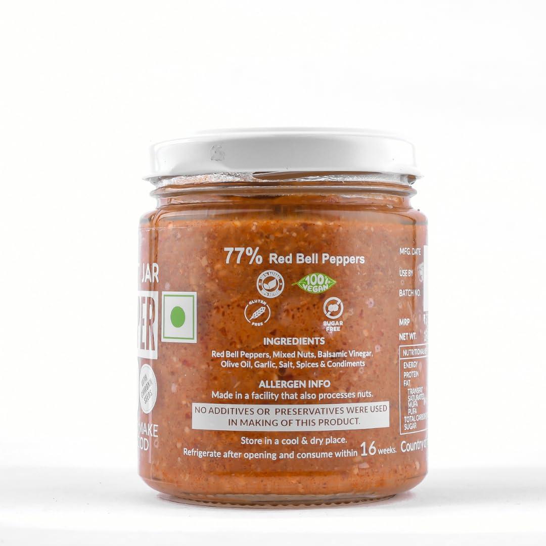 The Gourmet Jar The Gourmet Jar Roasted Red Pepper Pesto 190g| 100% Natural & No Preservatives| Contains 78% Red Bell Peppers| Sandwich Spread| Enjoy it with pasta, as a spread for sandwiches or as a dip for crackers & lavash sticks| Pack of 2