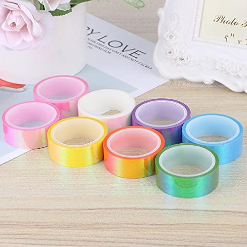 HEALLILY 8pcs Exquisite Paper Tape Unique Label Sticker Stylish Diary Hand Account Washi Paper Tape Beautiful Bronzing Paper Tape for DIY (Colorful Film)
