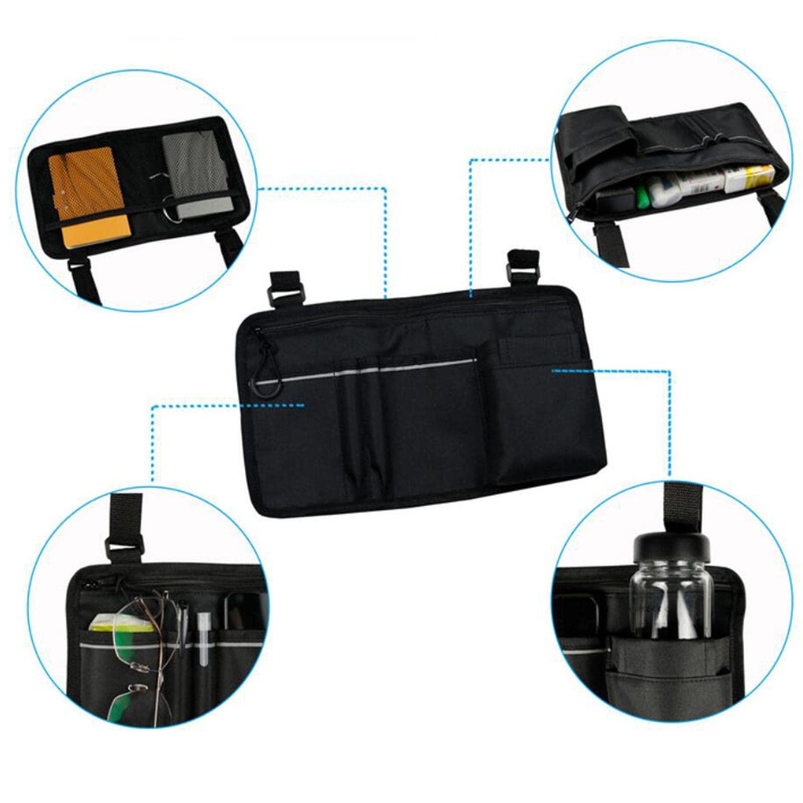 JAZZY PEARLS JAZZY PEARLS Outdoor Wheelchair Side Pouch Storage Bag Armrest Pocket Organizer Holder