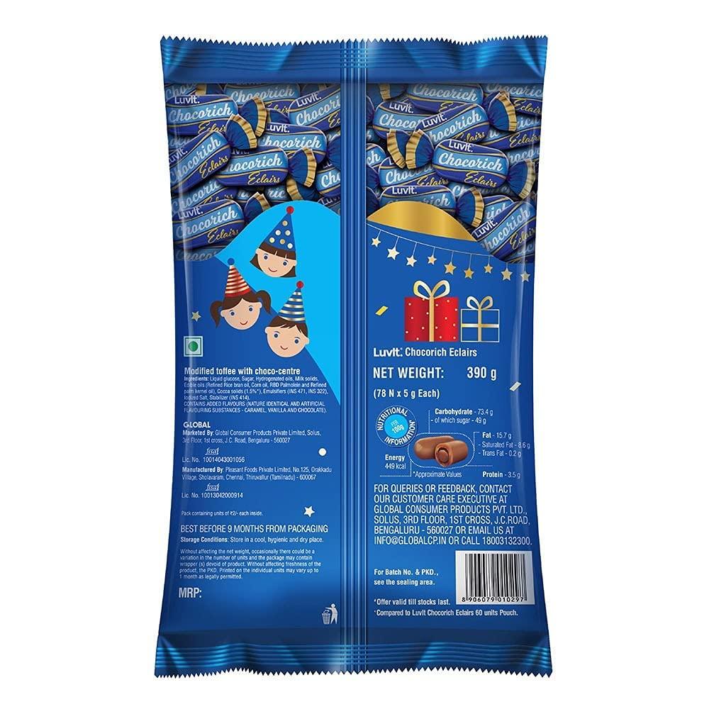 LuvIt. LuvIt. Chocorich Classic Eclairs Chocolate | Birthday Party Pack | Pack Of 2 - 390 Gm