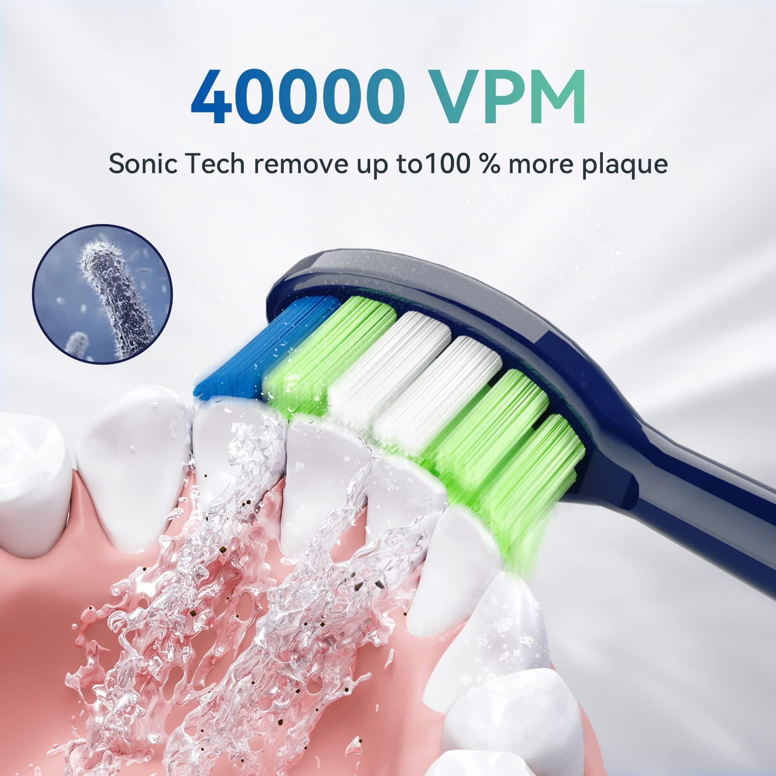 JTF JTF Electric Toothbrush Replacement Brush Heads Compatible with P200 Sonic Toothbrush, Medium Soft Bristles (3 Pack-Blue)