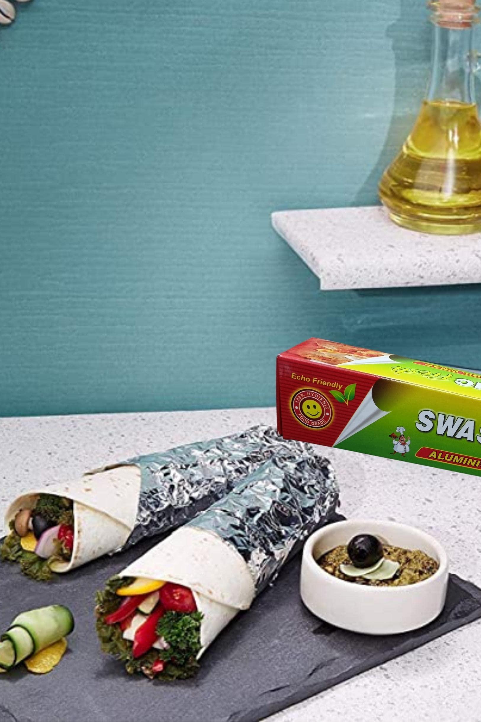 Generic Aluminium Foil 72 Meters Pack of 1 Roll Food Wrapping Paper in Fresh 18 Microns Silver Foil Paper for Kitchen 1 kg Silver Aluminium Foil Paper Wrap