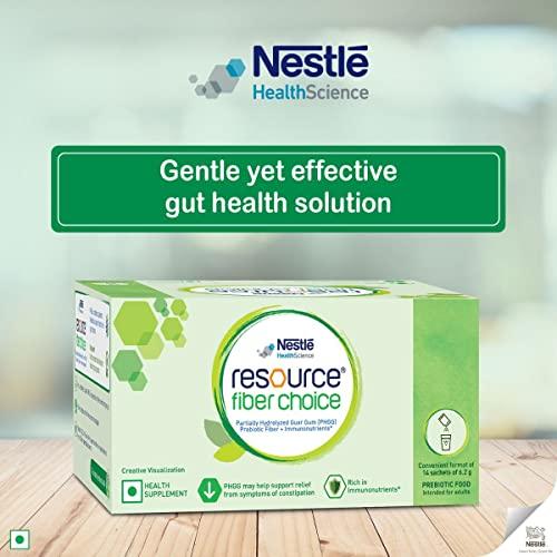 Resource Nestle Resource Fiber Choice, Partially Hydrolyzed Guar Gum (PHGG), Prebiotic Fiber + Immunonutrients, For Gut Health and Constipation Relief, Contains 14 sachets, 86.8g