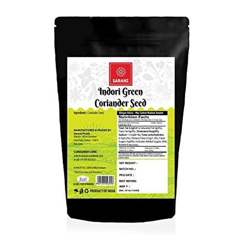 SARANZ SARANZ Indori Green Coriander Seeds, Indori Green Dhaniya, Sabut Dhania Indian Masala Natural and Handmade Premium Artisanal Spices with Rich & Strong Flavour 200 Grams